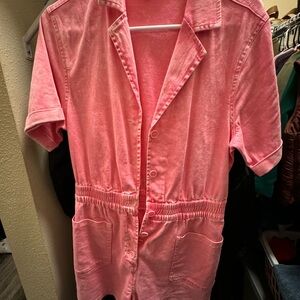 Pink Button-Up Romper
